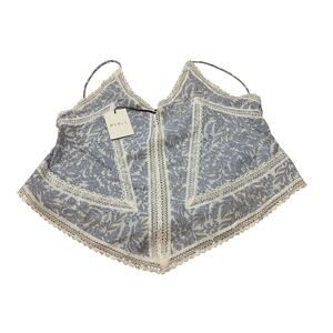 MABLE Crochet Lace Crop Tank Lightweight Blue Tropical Size Large